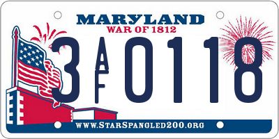 MD license plate 3AF0118