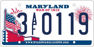MD license plate 3AF0119