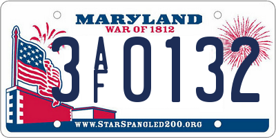 MD license plate 3AF0132