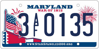 MD license plate 3AF0135