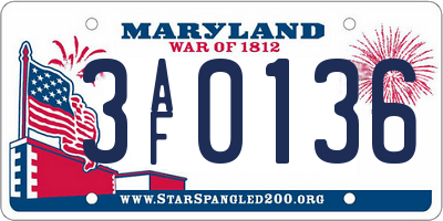 MD license plate 3AF0136