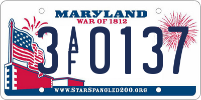 MD license plate 3AF0137