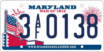 MD license plate 3AF0138