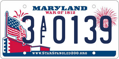 MD license plate 3AF0139