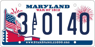 MD license plate 3AF0140