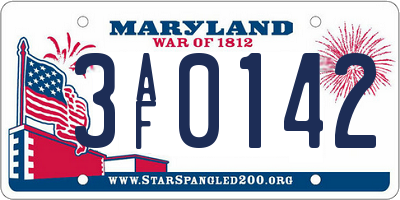 MD license plate 3AF0142