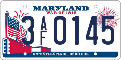 MD license plate 3AF0145