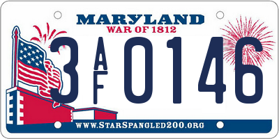MD license plate 3AF0146