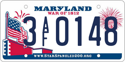 MD license plate 3AF0148