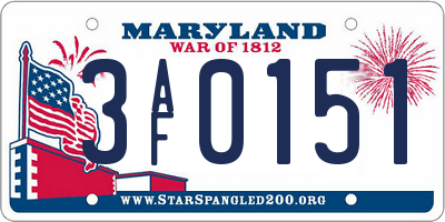 MD license plate 3AF0151