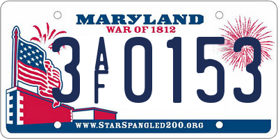 MD license plate 3AF0153