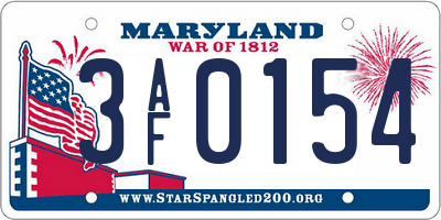 MD license plate 3AF0154