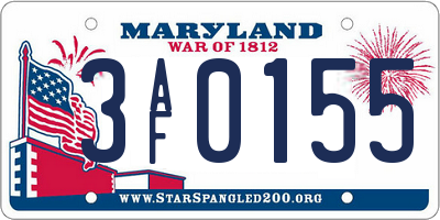 MD license plate 3AF0155
