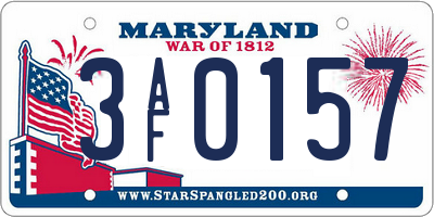 MD license plate 3AF0157