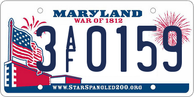 MD license plate 3AF0159