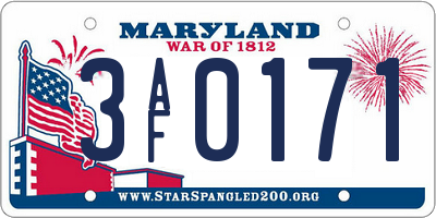 MD license plate 3AF0171