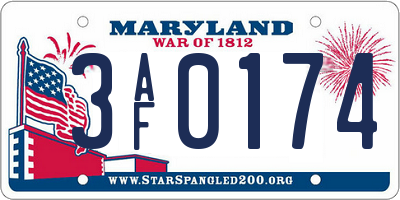 MD license plate 3AF0174