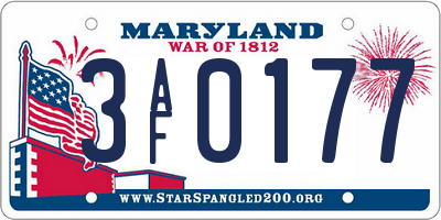 MD license plate 3AF0177