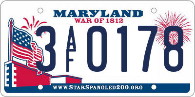 MD license plate 3AF0178