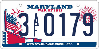 MD license plate 3AF0179