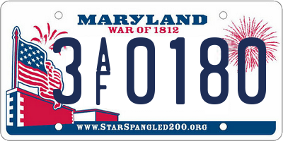 MD license plate 3AF0180