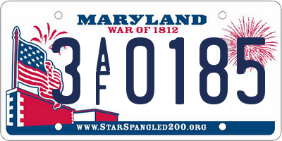 MD license plate 3AF0185