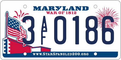 MD license plate 3AF0186
