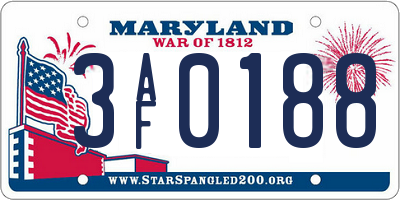 MD license plate 3AF0188