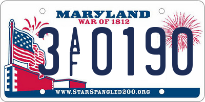 MD license plate 3AF0190