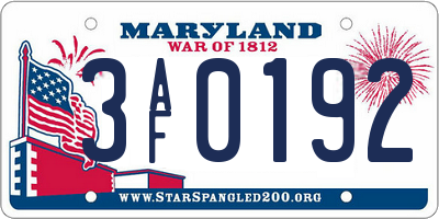 MD license plate 3AF0192
