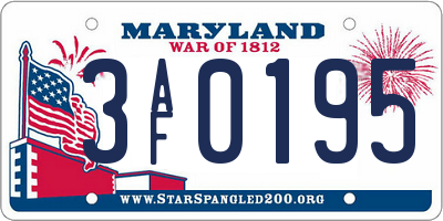 MD license plate 3AF0195