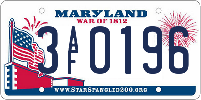 MD license plate 3AF0196