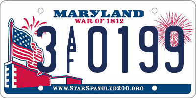 MD license plate 3AF0199