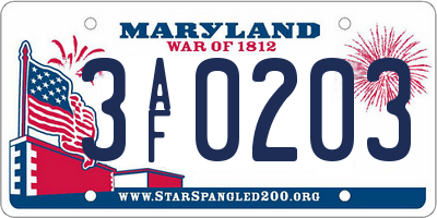 MD license plate 3AF0203
