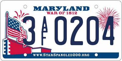MD license plate 3AF0204