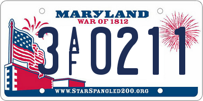 MD license plate 3AF0211