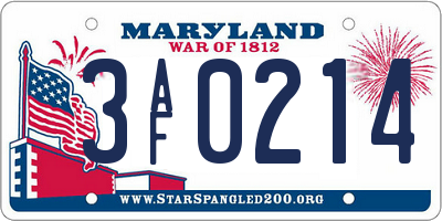 MD license plate 3AF0214