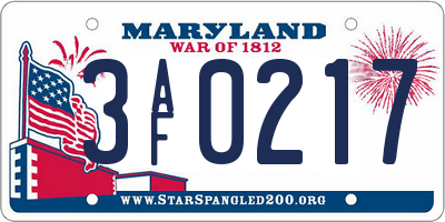 MD license plate 3AF0217