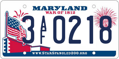 MD license plate 3AF0218