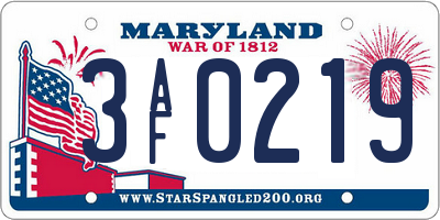 MD license plate 3AF0219
