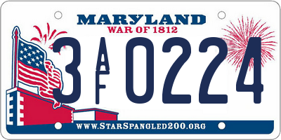 MD license plate 3AF0224