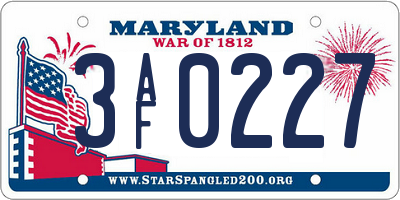 MD license plate 3AF0227