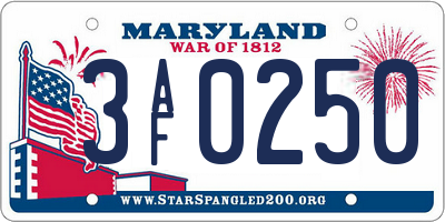 MD license plate 3AF0250