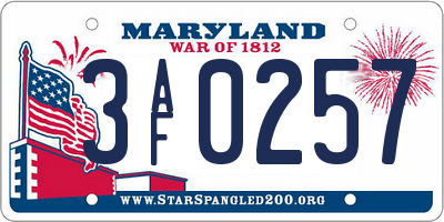 MD license plate 3AF0257