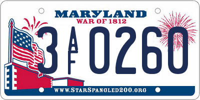 MD license plate 3AF0260