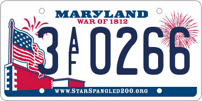 MD license plate 3AF0266