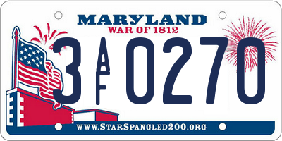 MD license plate 3AF0270