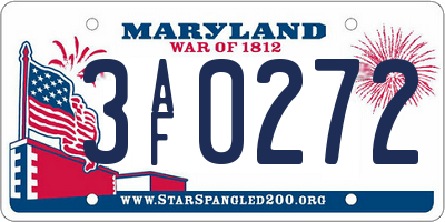 MD license plate 3AF0272