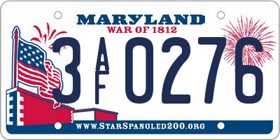 MD license plate 3AF0276