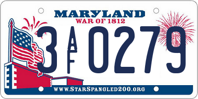 MD license plate 3AF0279